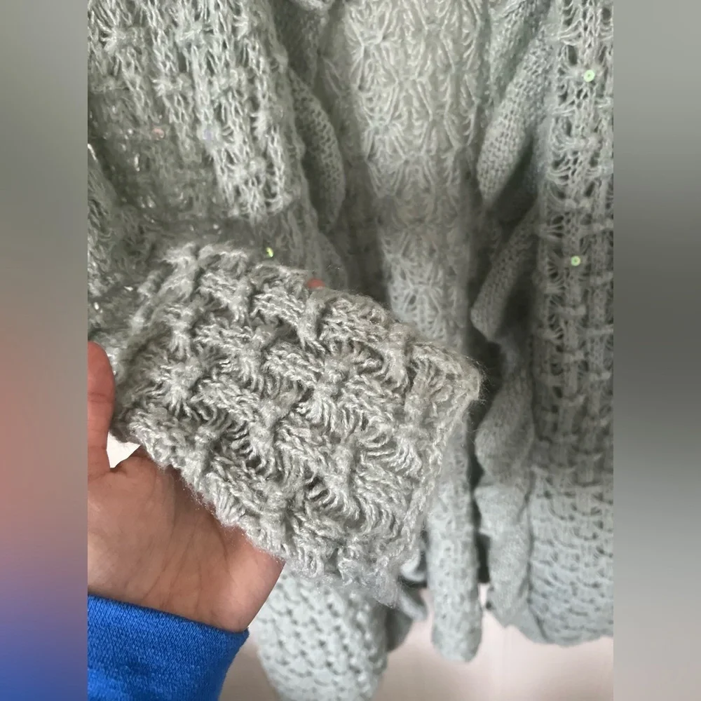 April Cornell teal knit long cardigan - Picture 5 of 6